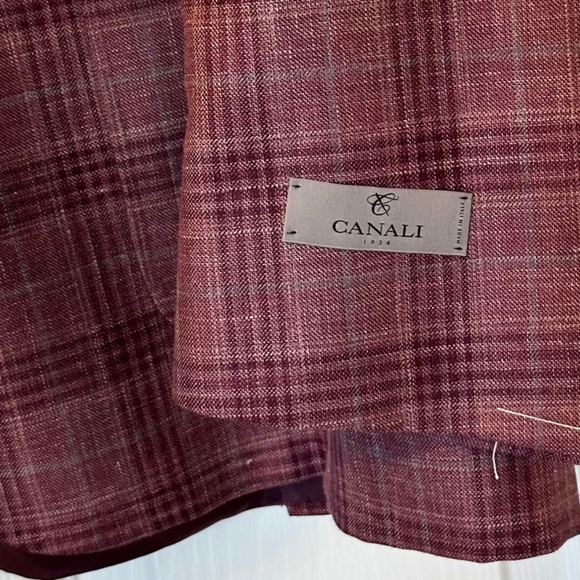 (NWT) CANALI Kei Glen Plaid Sport Jacket - US 48L, Red - Picture 5 of 8